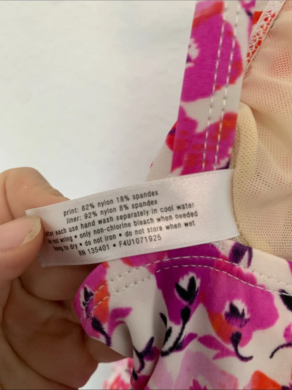 Lane Bryant Floral Pink Tiered Spaghetti-Strap Tankini Swim Top